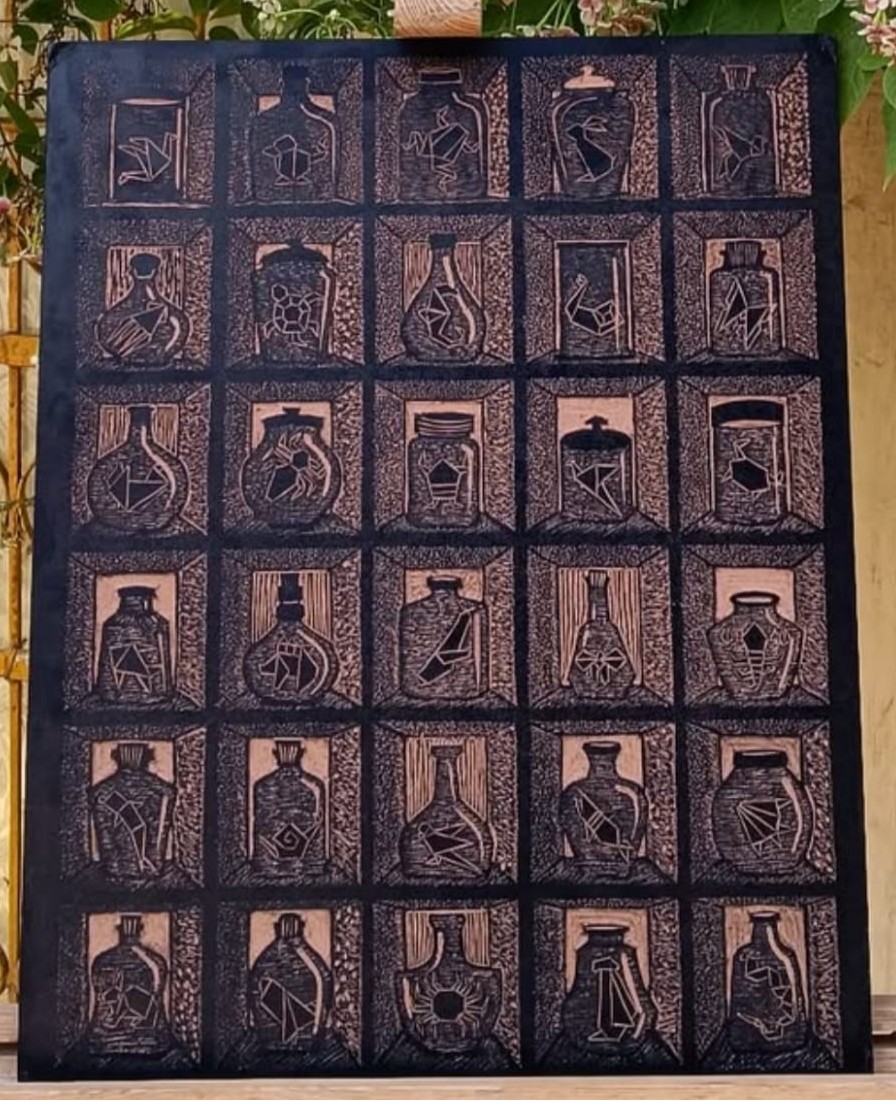 Specimen Shelf – Original Hand-Carved Woodcut Block